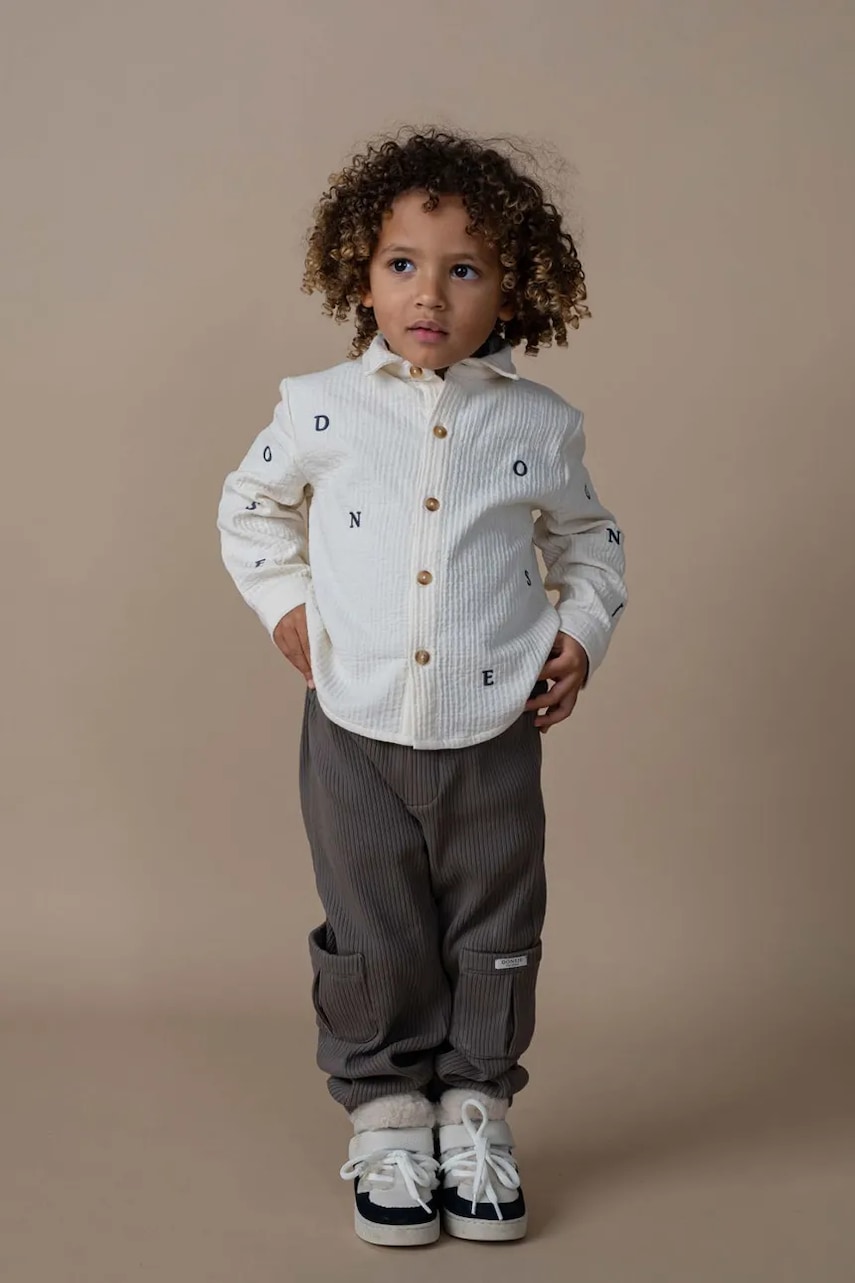 Donsje cămașă de bumbac pentru copii Chee Shirt culoarea alb, 4107800