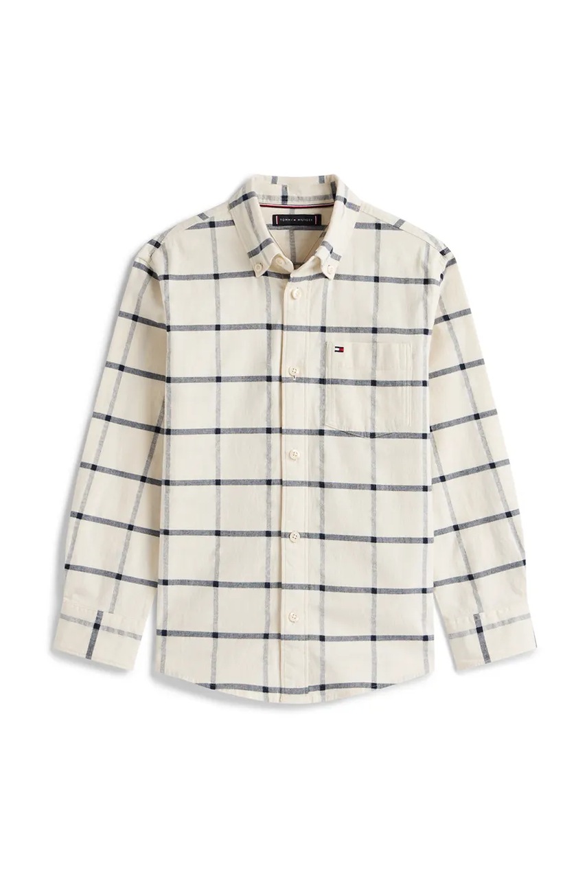 Детская рубашка Tommy Hilfiger цвет бежевый KB0KB10096 Детская рубашка Tommy Hilfiger цвет бежевый KB0KB10096