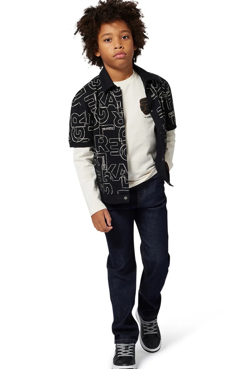 Karl Lagerfeld cămașă de bumbac pentru copii culoarea negru, Z31036