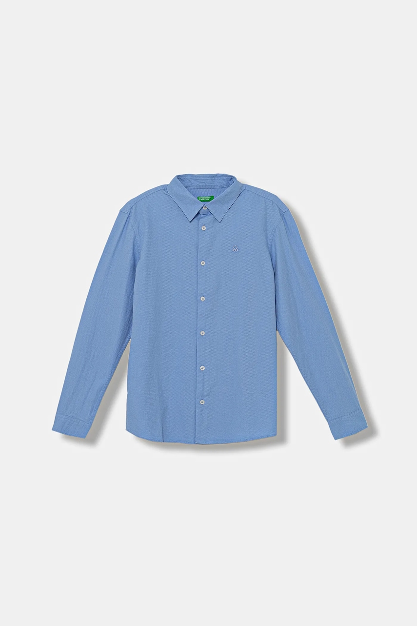 Levně Dětská bavlněná košile United Colors of Benetton modrá barva, 5DGXCQ00T