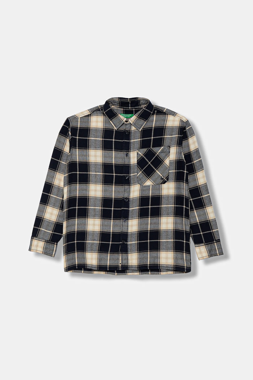 Levně Dětská bavlněná košile United Colors of Benetton tmavomodrá barva, 5LQHCQ04B
