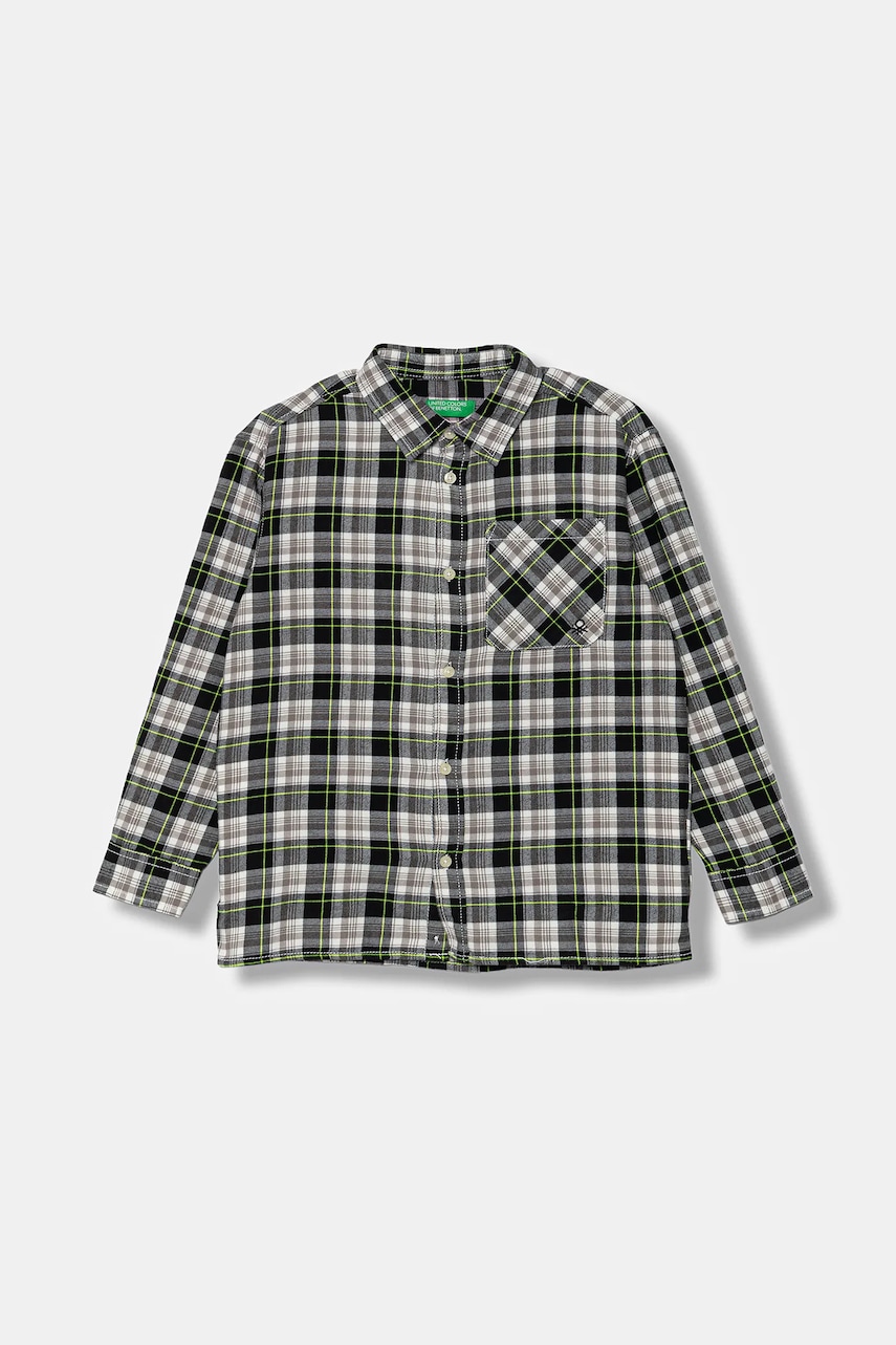 Levně Dětská bavlněná košile United Colors of Benetton černá barva, 5LQHCQ04B