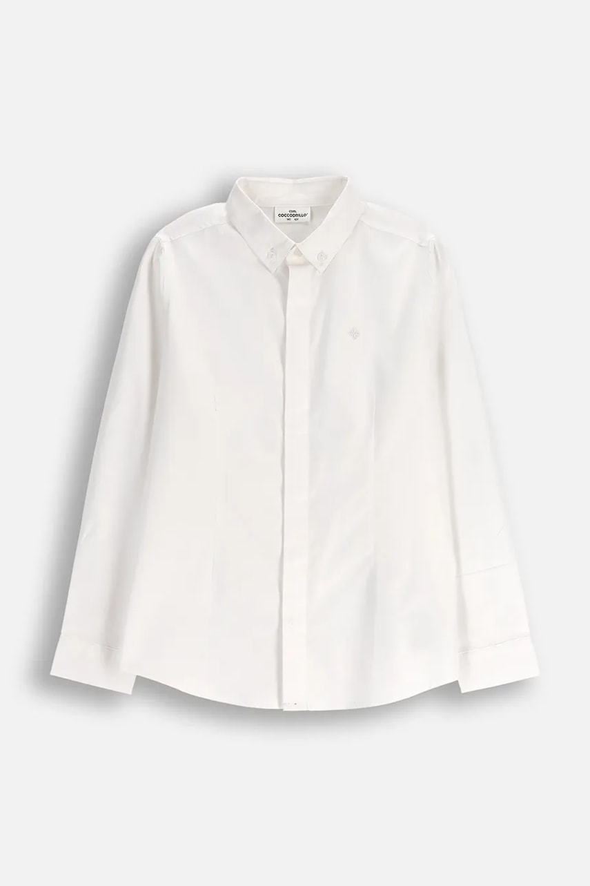 Coccodrillo cămașă de bumbac pentru copii culoarea alb, ELEGANT JUNIOR BOY
