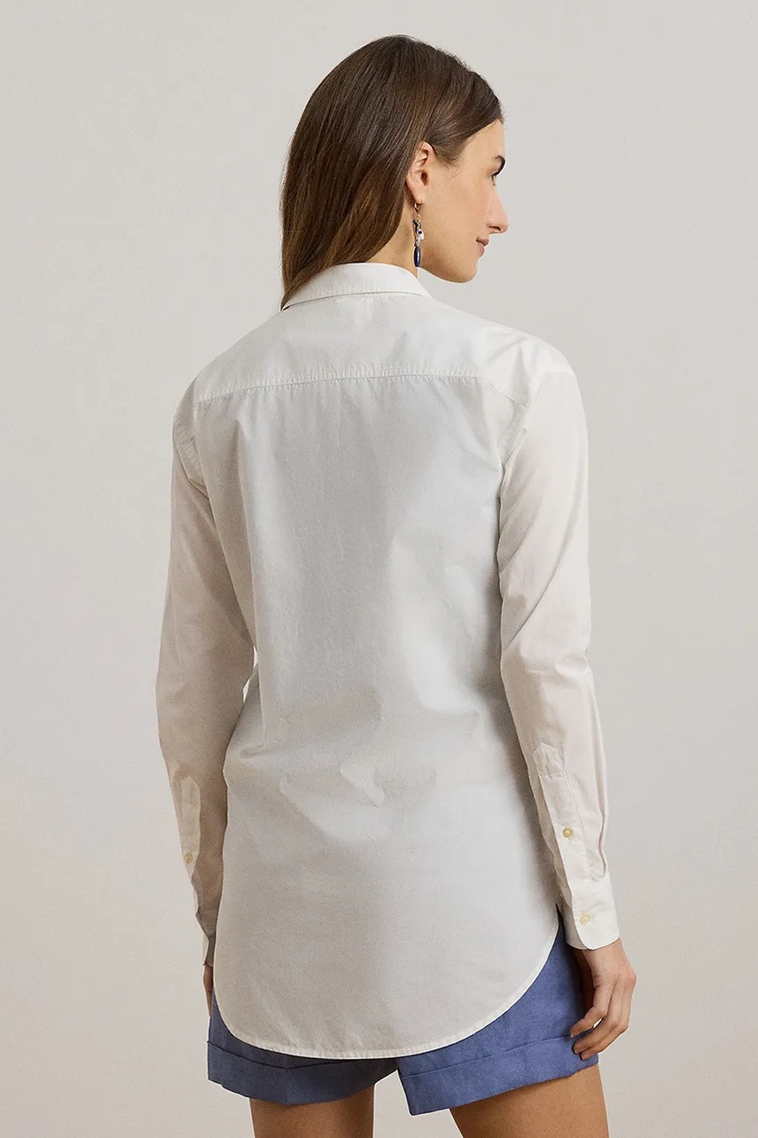 Хлопковая рубашка Lauren Ralph Lauren цвет белый regular классический воротник 200970815