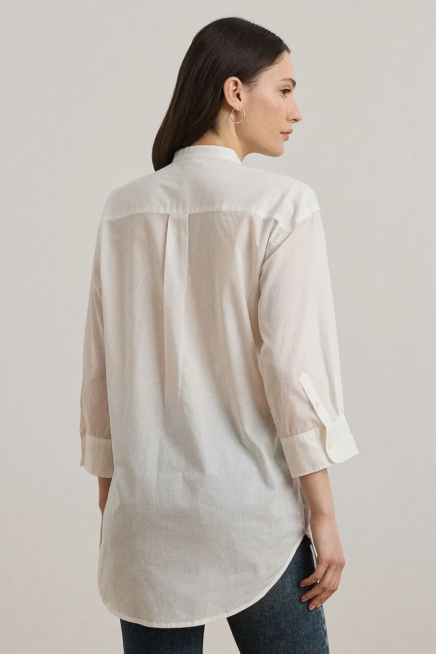 Хлопковая рубашка Lauren Ralph Lauren цвет белый relaxed классический воротник 200970935 Хлопковая рубашка Lauren Ralph Lauren цвет белый relaxed классический воротник 200970935