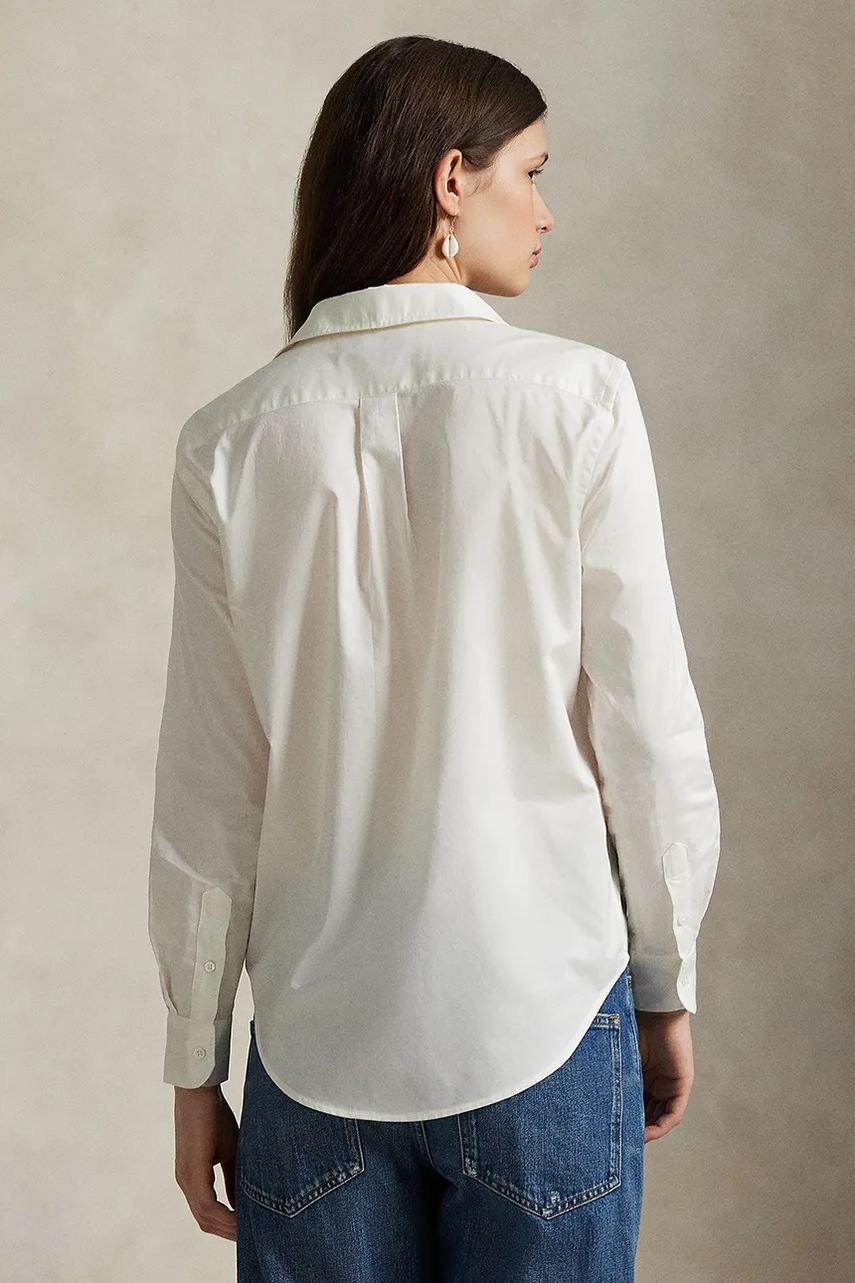 Хлопковая рубашка Polo Ralph Lauren цвет бежевый regular классический воротник 211A92177