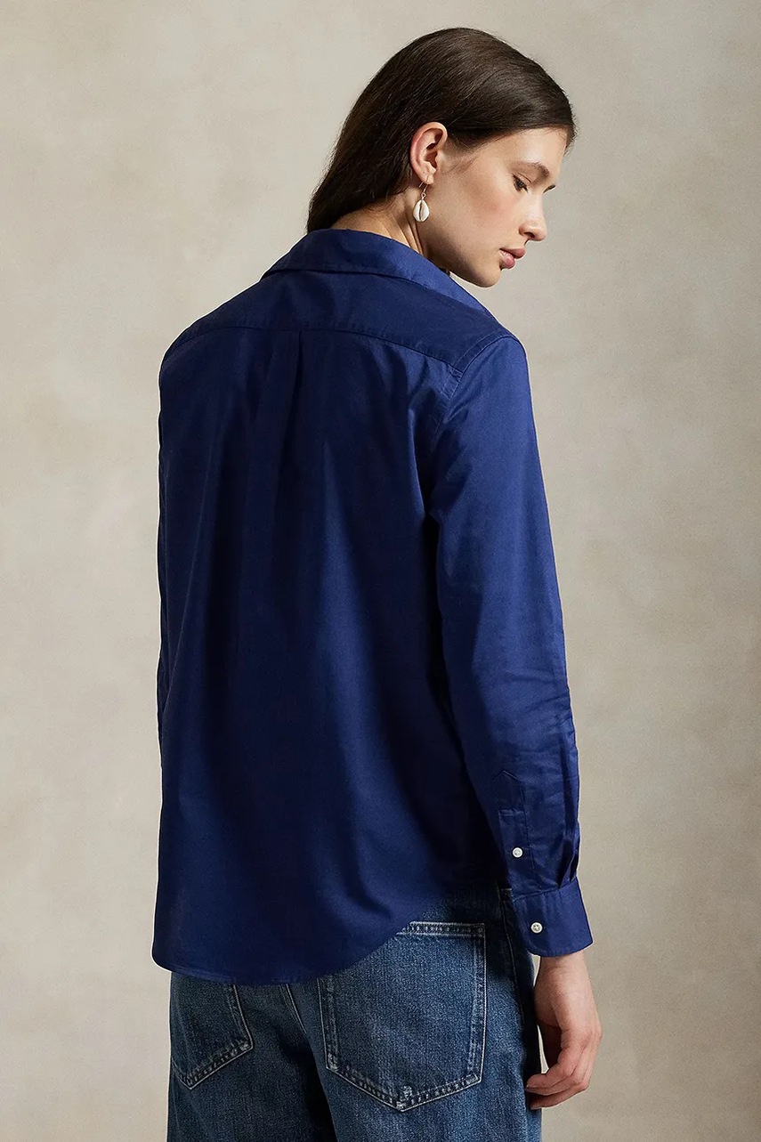 Хлопковая рубашка Polo Ralph Lauren цвет синий regular классический воротник 211A92177