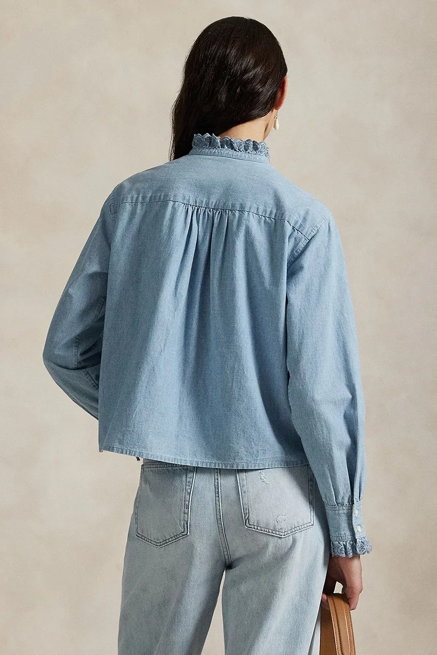 Хлопковая рубашка Polo Ralph Lauren regular со стойкой 211971520 Хлопковая рубашка Polo Ralph Lauren regular со стойкой 211971520