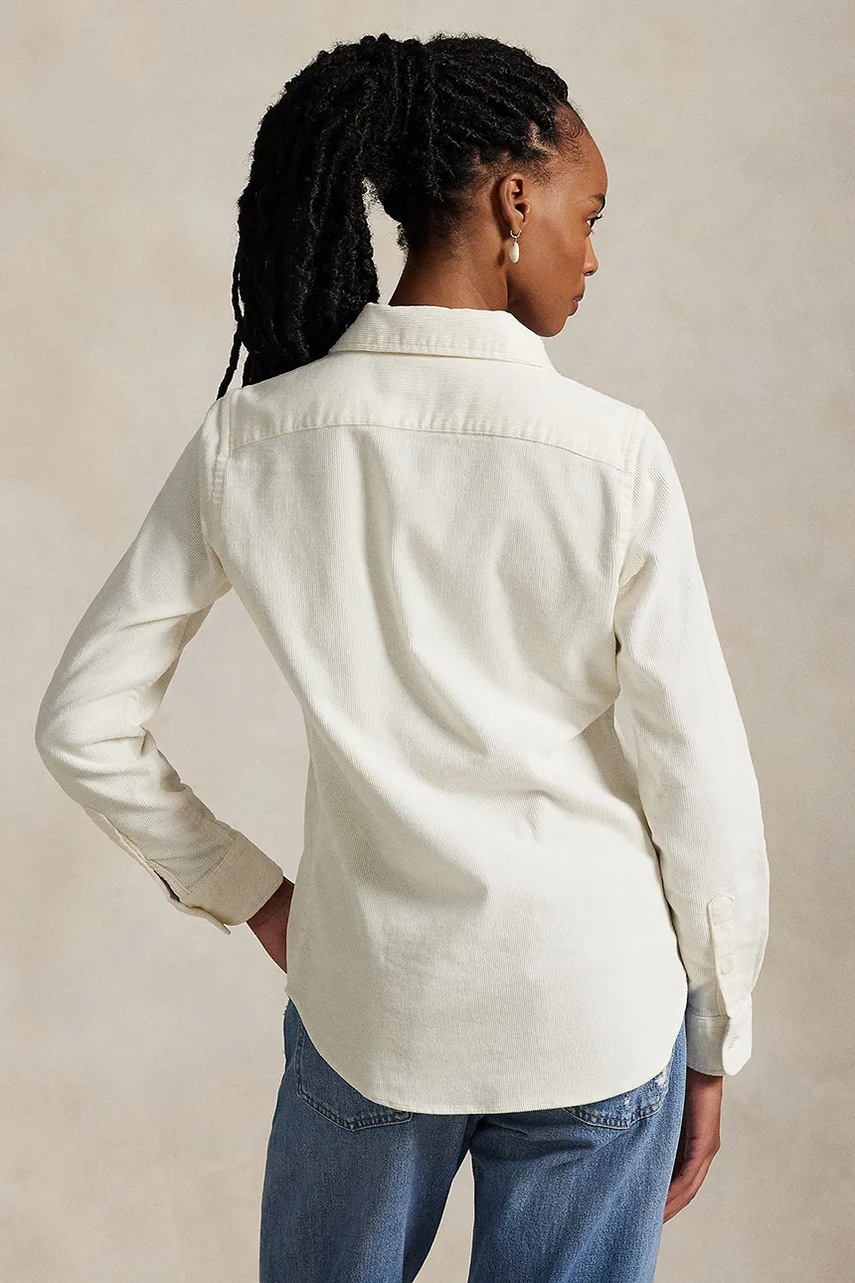 Вельветовая рубашка Polo Ralph Lauren цвет бежевый regular классический воротник 211971526