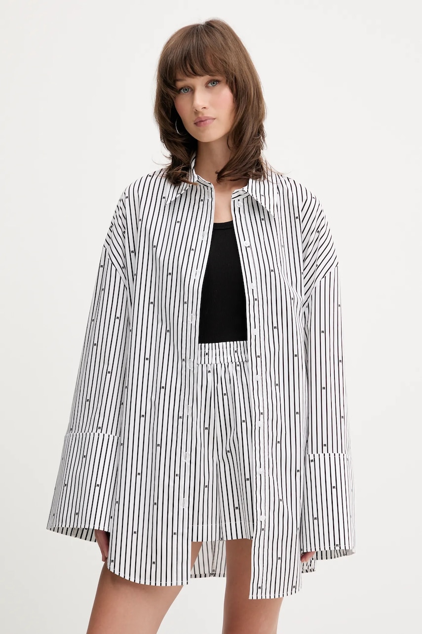 Rotate cămașă din bumbac culoarea negru, cu guler clasic, relaxed, 114398000