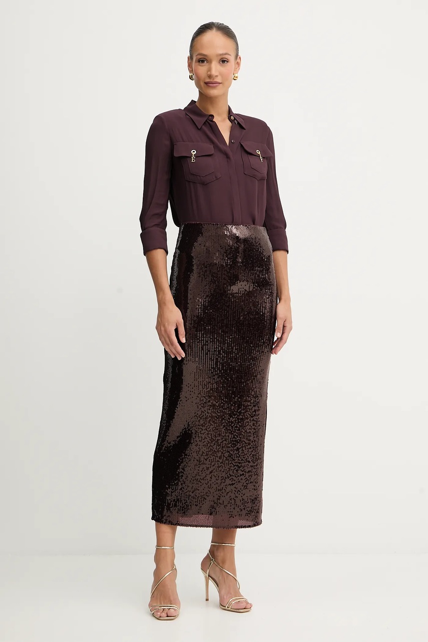 Рубашка Elisabetta Franchi цвет бордовый regular классический воротник CA12256E2