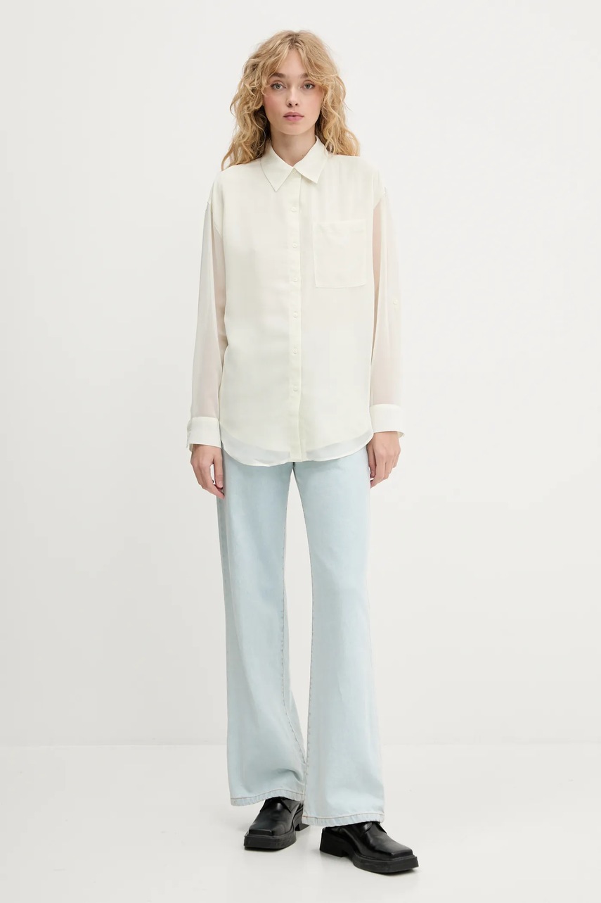 Рубашка Calvin Klein цвет бежевый relaxed классический воротник LV044B902G