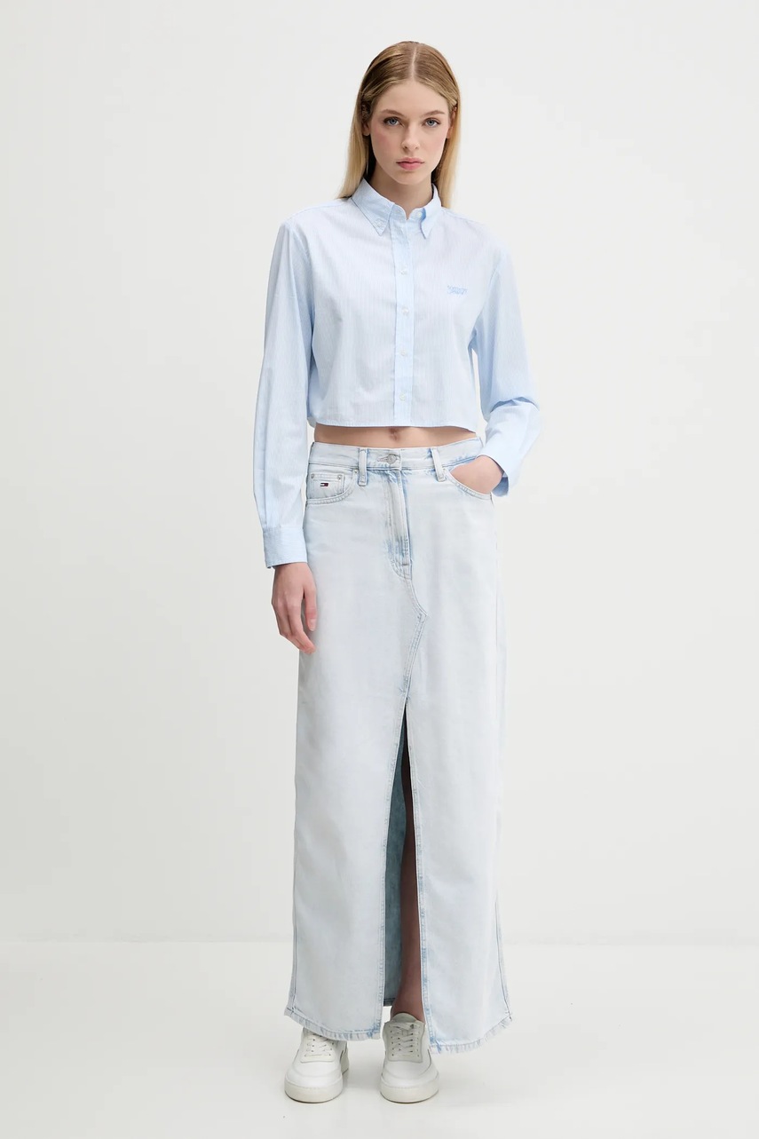 Хлопковая рубашка Tommy Jeans slim классический воротник DW0DW21400 Хлопковая рубашка Tommy Jeans slim классический воротник DW0DW21400