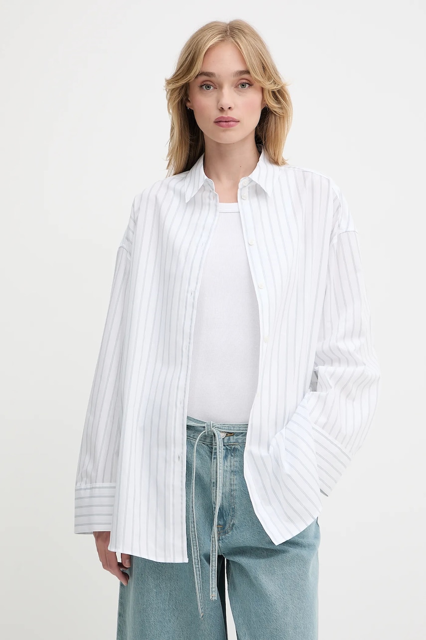 Samsoe Samsoe cămașă din bumbac SAMARIKA culoarea alb, cu guler clasic, relaxed, F25200084