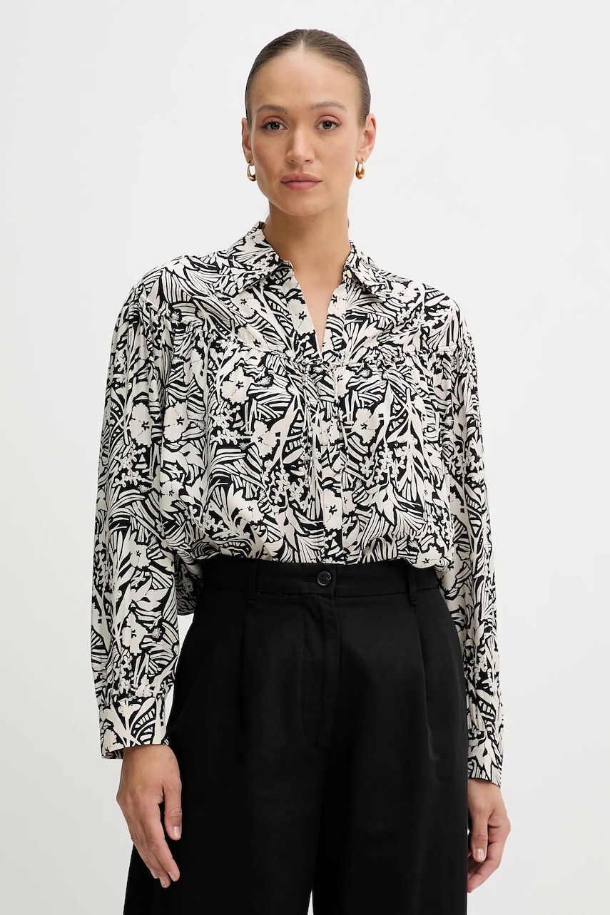 Košile Tommy Hilfiger dámská, černá barva, relaxed, s klasickým límcem, WW0WW45899