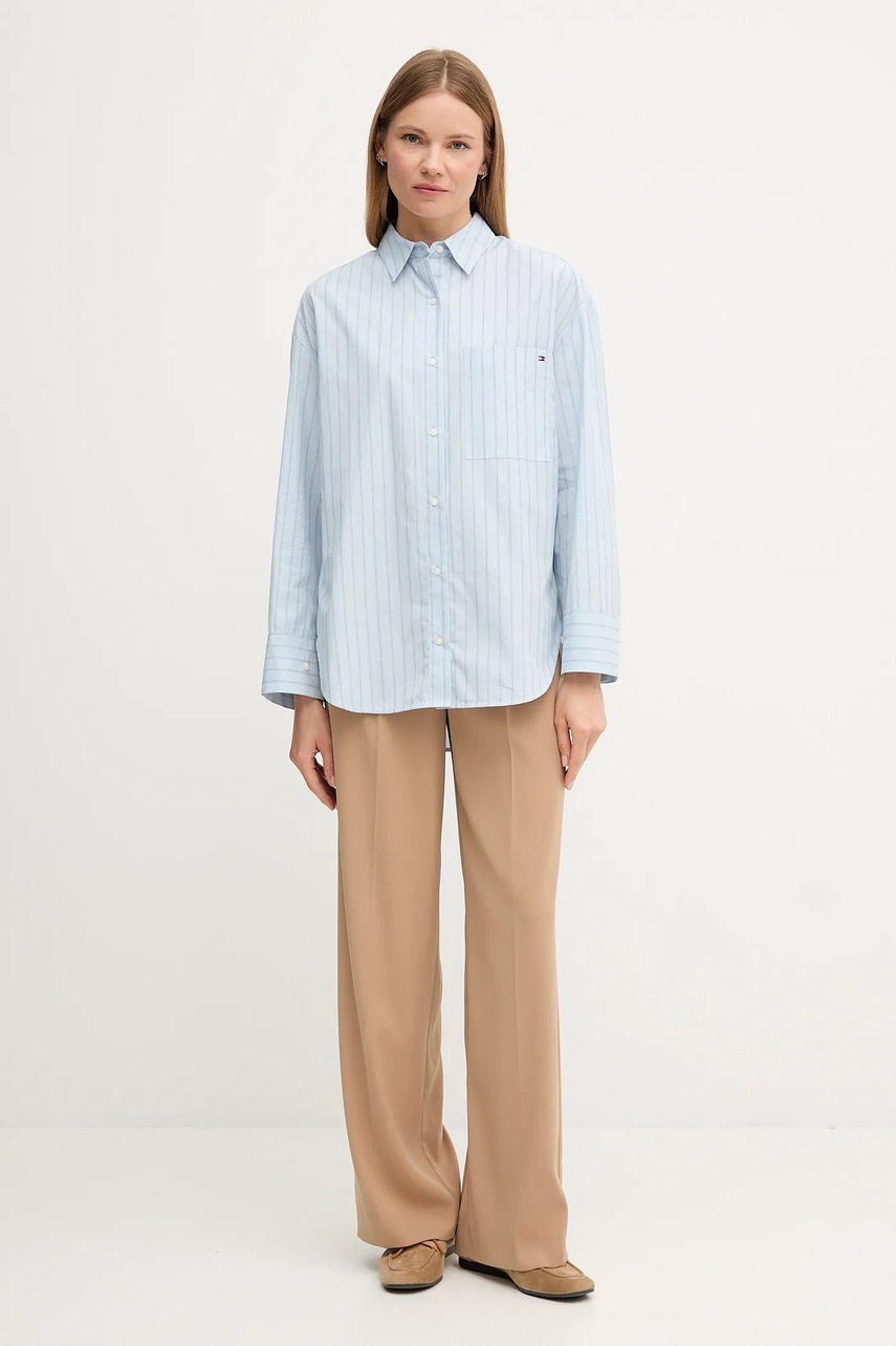 Хлопковая рубашка Tommy Hilfiger relaxed классический воротник WW0WW45892