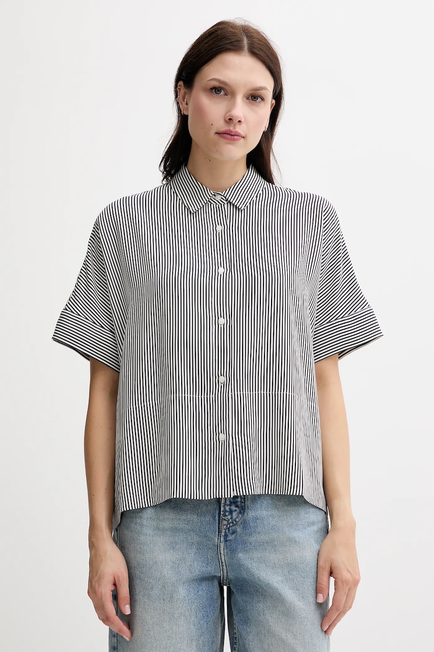 Levně Košile Tommy Hilfiger dámská, tmavomodrá barva, relaxed, s klasickým límcem, WW0WW45883