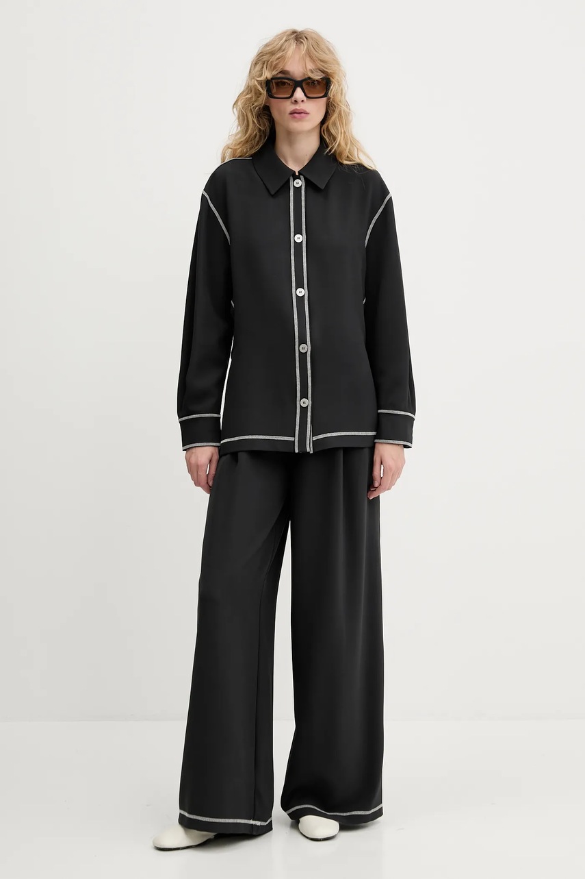 Рубашка Stine Goya цвет чёрный regular классический воротник SG-PF25-S029-2369