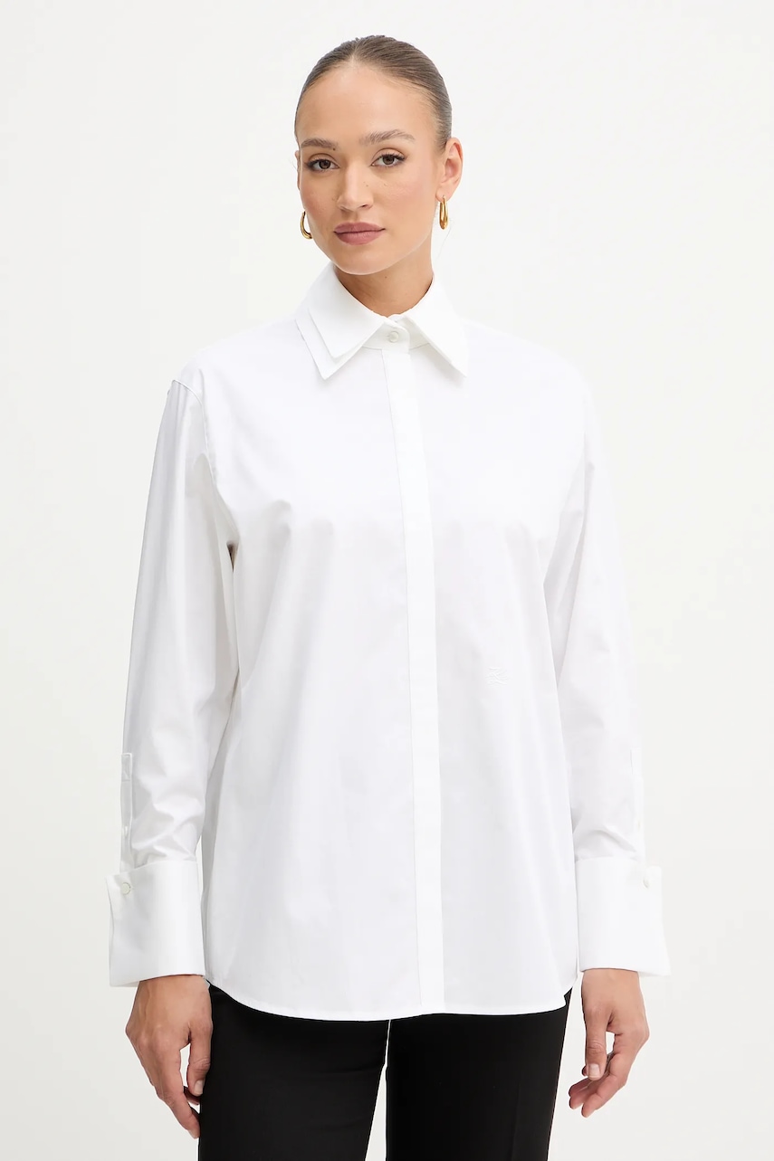 Karl Lagerfeld cămașă din bumbac culoarea alb, cu guler clasic, relaxed, A3W11020