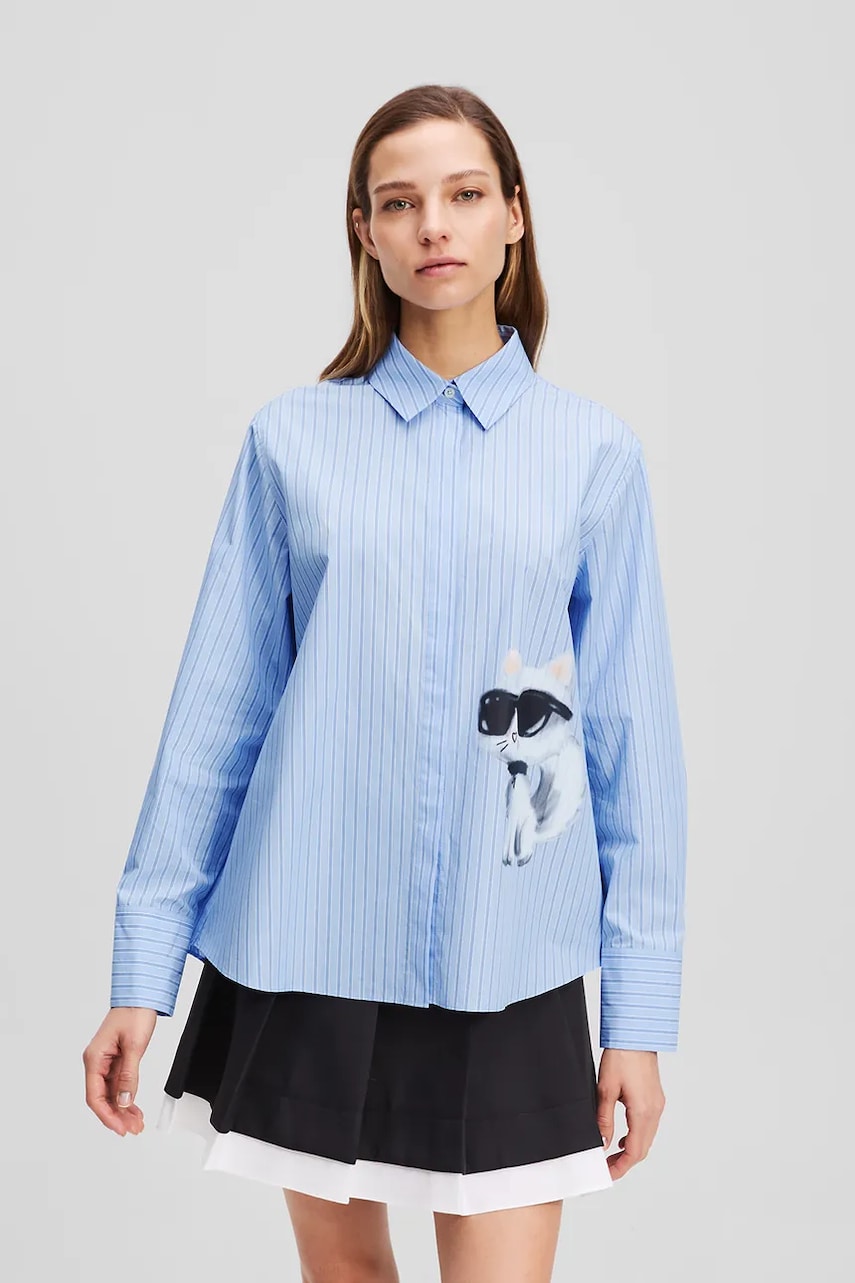 Karl Lagerfeld camasa din bumbac cu guler clasic, relaxed, A3W11029