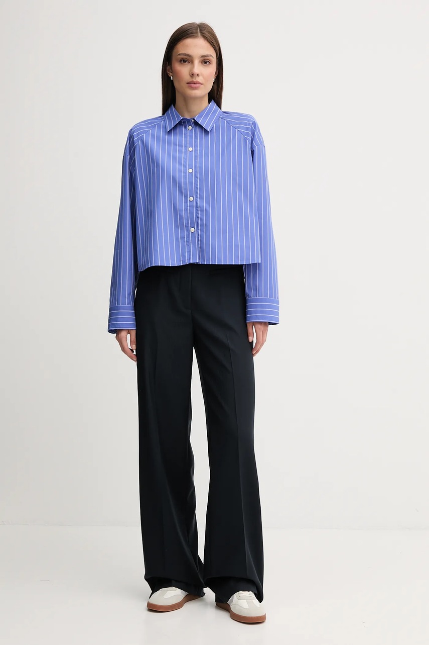 Хлопковая рубашка Calvin Klein Jeans цвет фиолетовый relaxed классический воротник LV047C118G