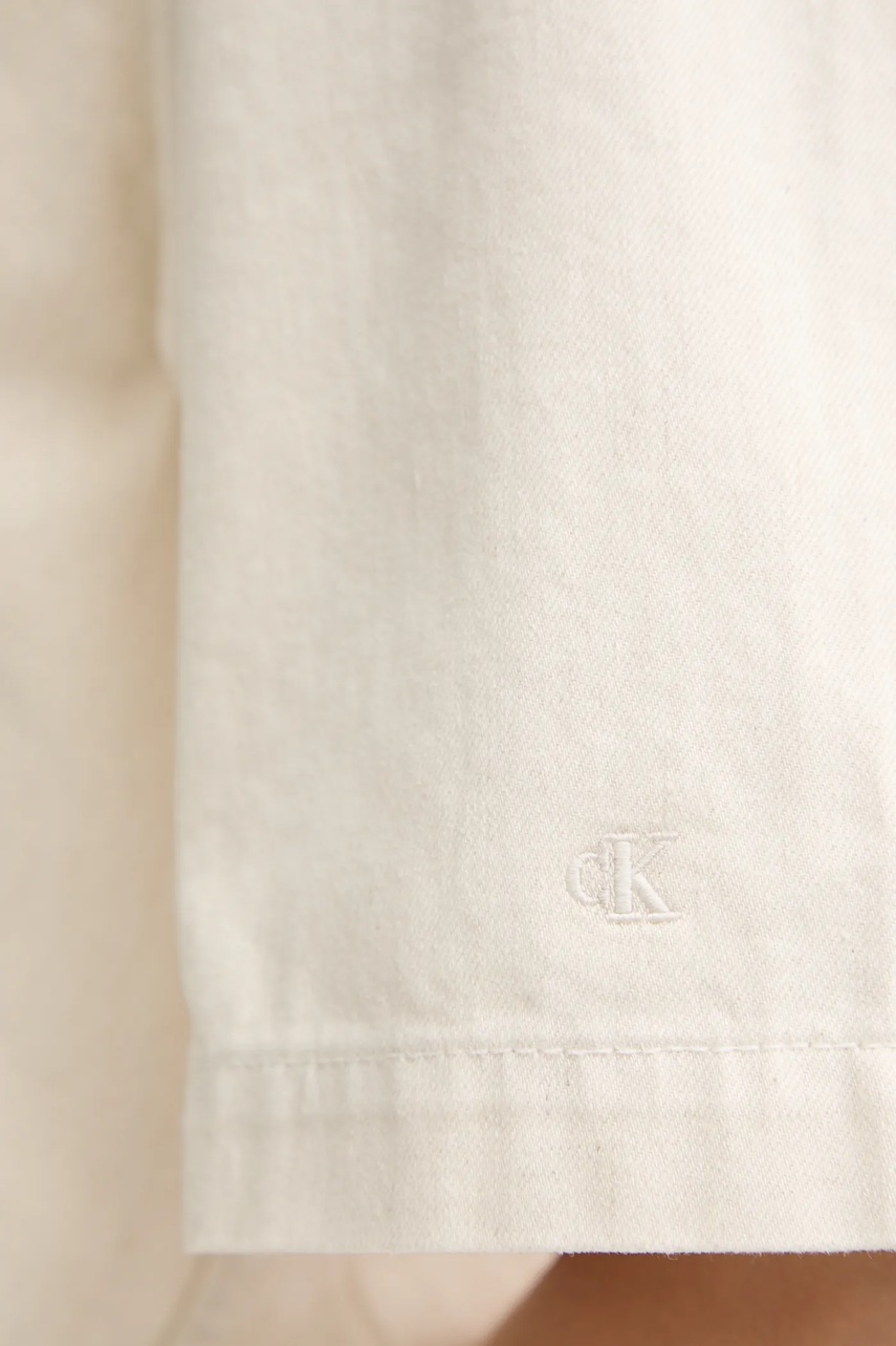 Πουκάμισο με μείγμα από λινό Calvin Klein Jeans χρώμα: μπεζ, LV047C775G φωτογραφία