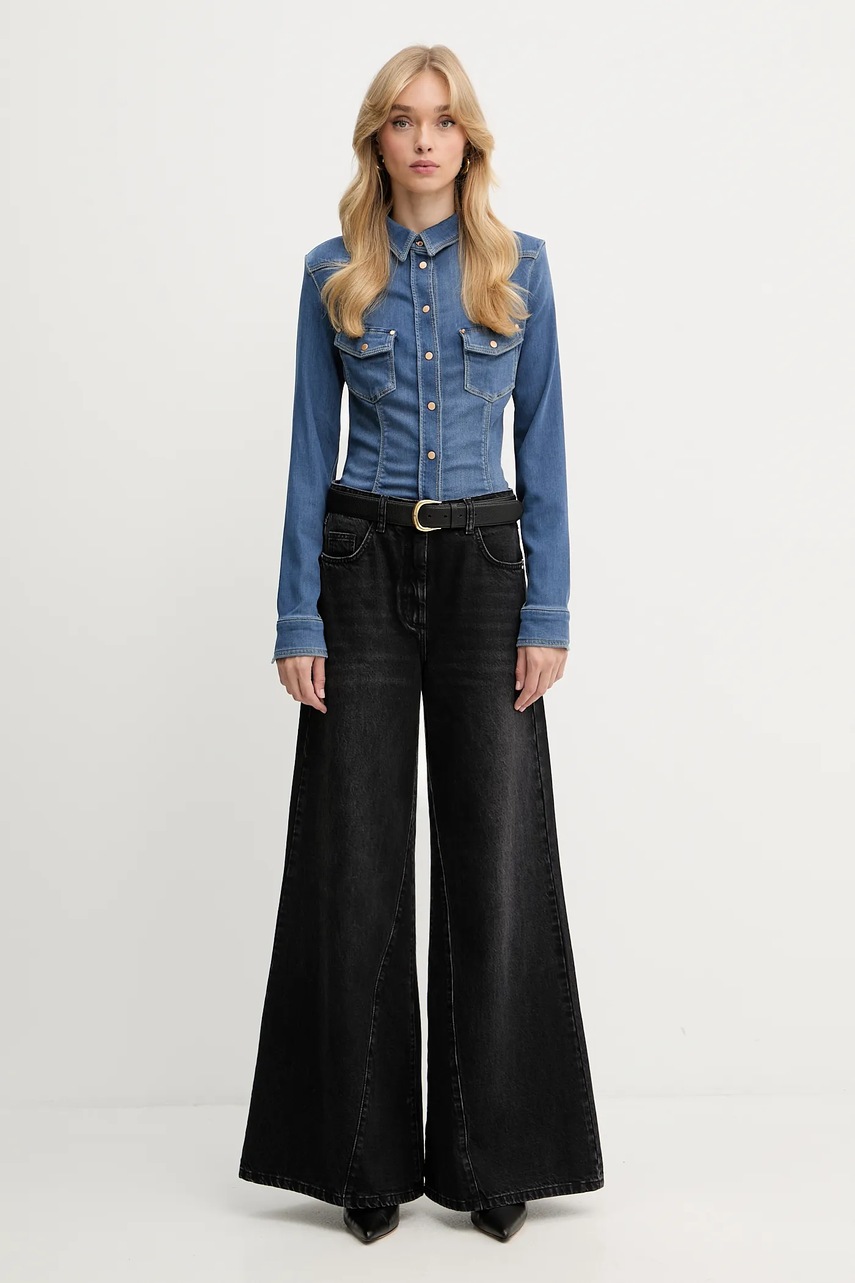 Рубашка Guess KALIMA цвет синий slim классический воротник W5YH63 D0781