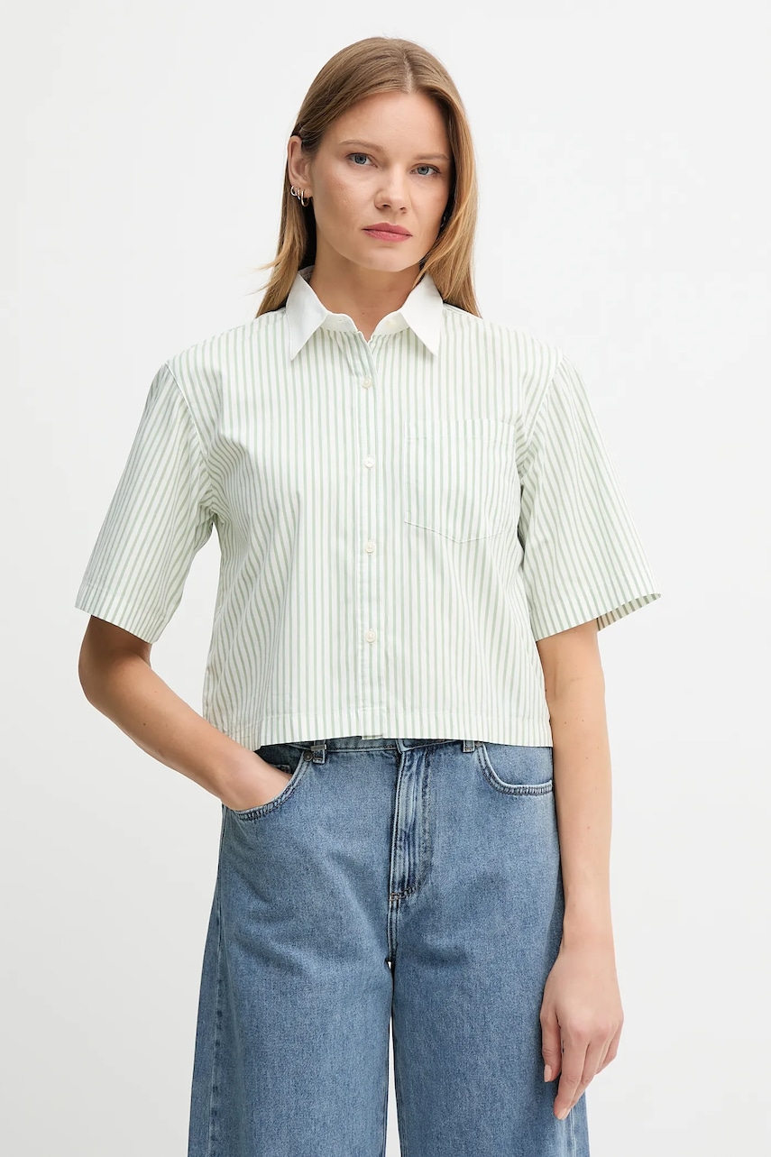 United Colors of Benetton cămașă din bumbac culoarea verde, cu guler clasic, relaxed, 59T7DQ0CI