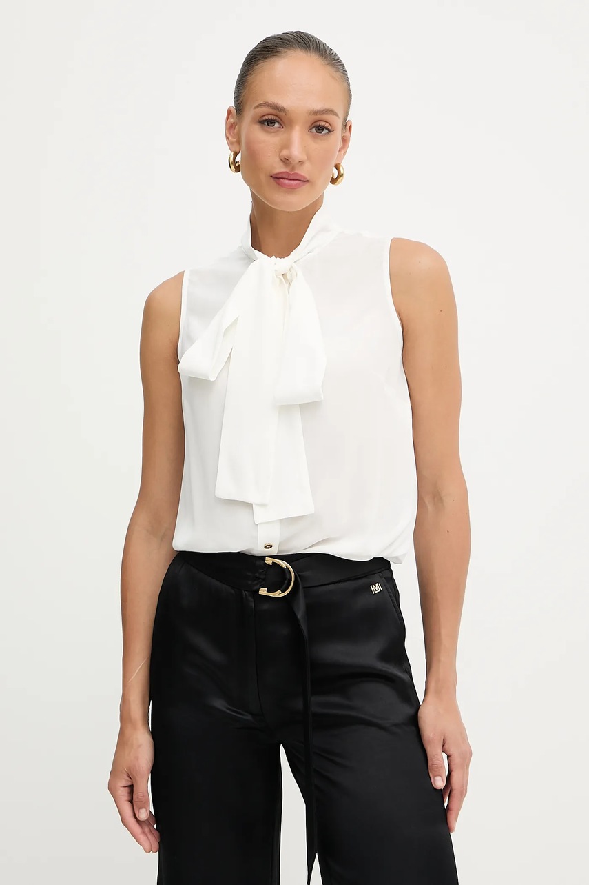 Levně Košile Marciano Guess ETTA dámská, bílá barva, regular, s vázaným výstřihem, 5YGH05 7304A