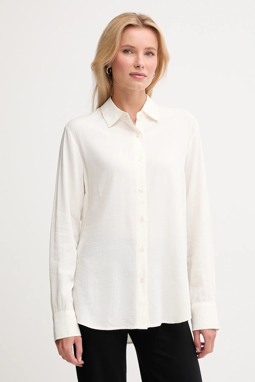 United Colors of Benetton cămașă culoarea bej, cu guler clasic, regular, 570QDQ0AL
