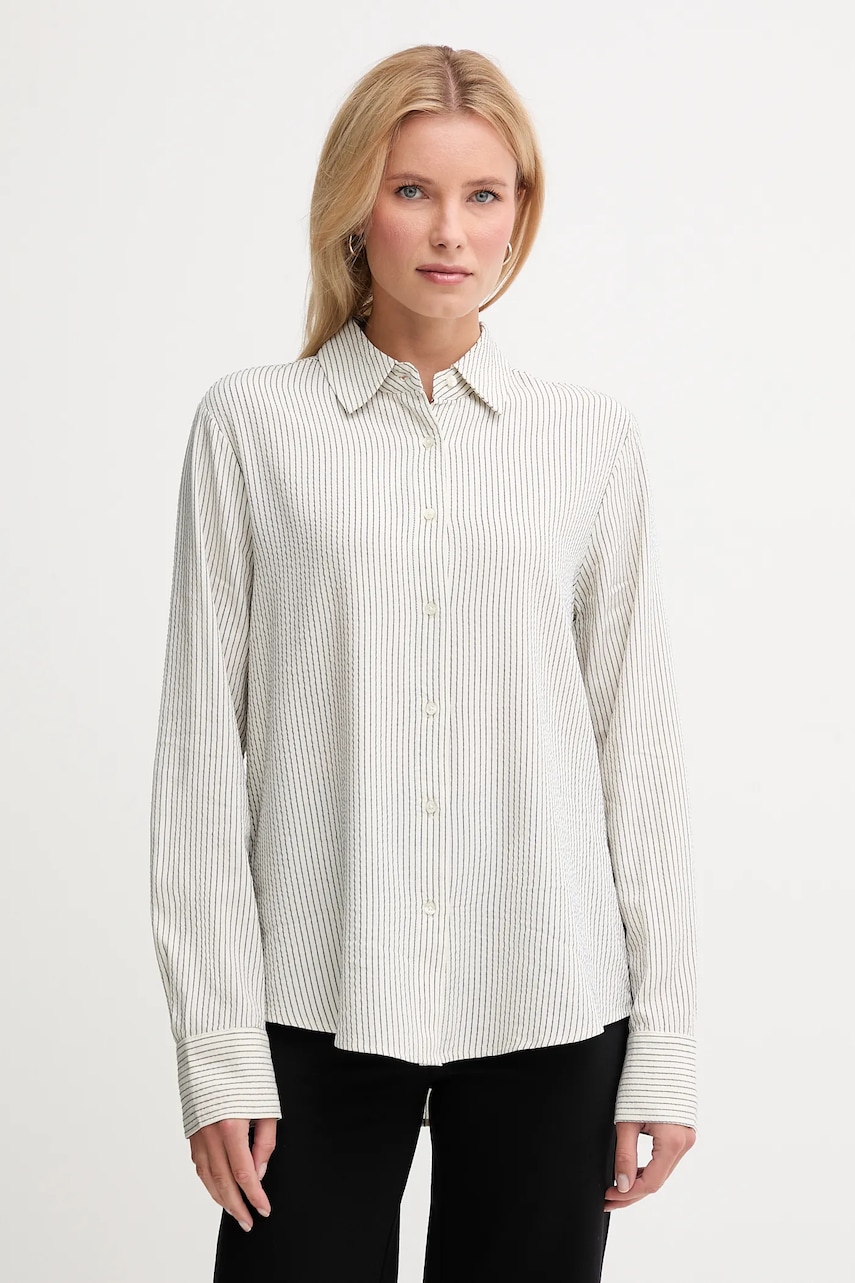 United Colors of Benetton cămașă culoarea bej, cu guler clasic, regular, 570QDQ0AL