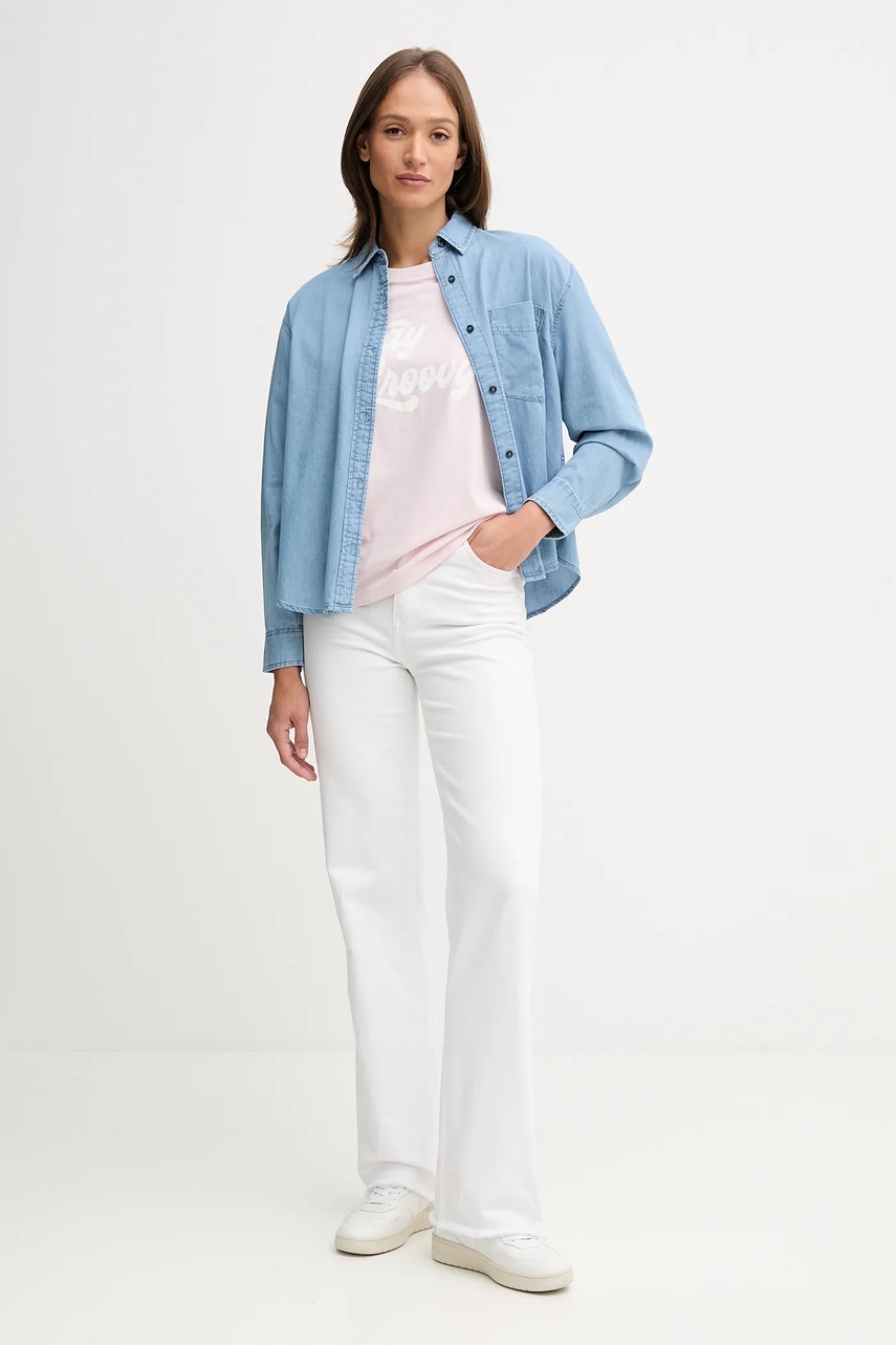 Джинсовая рубашка United Colors of Benetton regular классический воротник 5DHJDQ0CJ Джинсовая рубашка United Colors of Benetton regular классический воротник 5DHJDQ0CJ