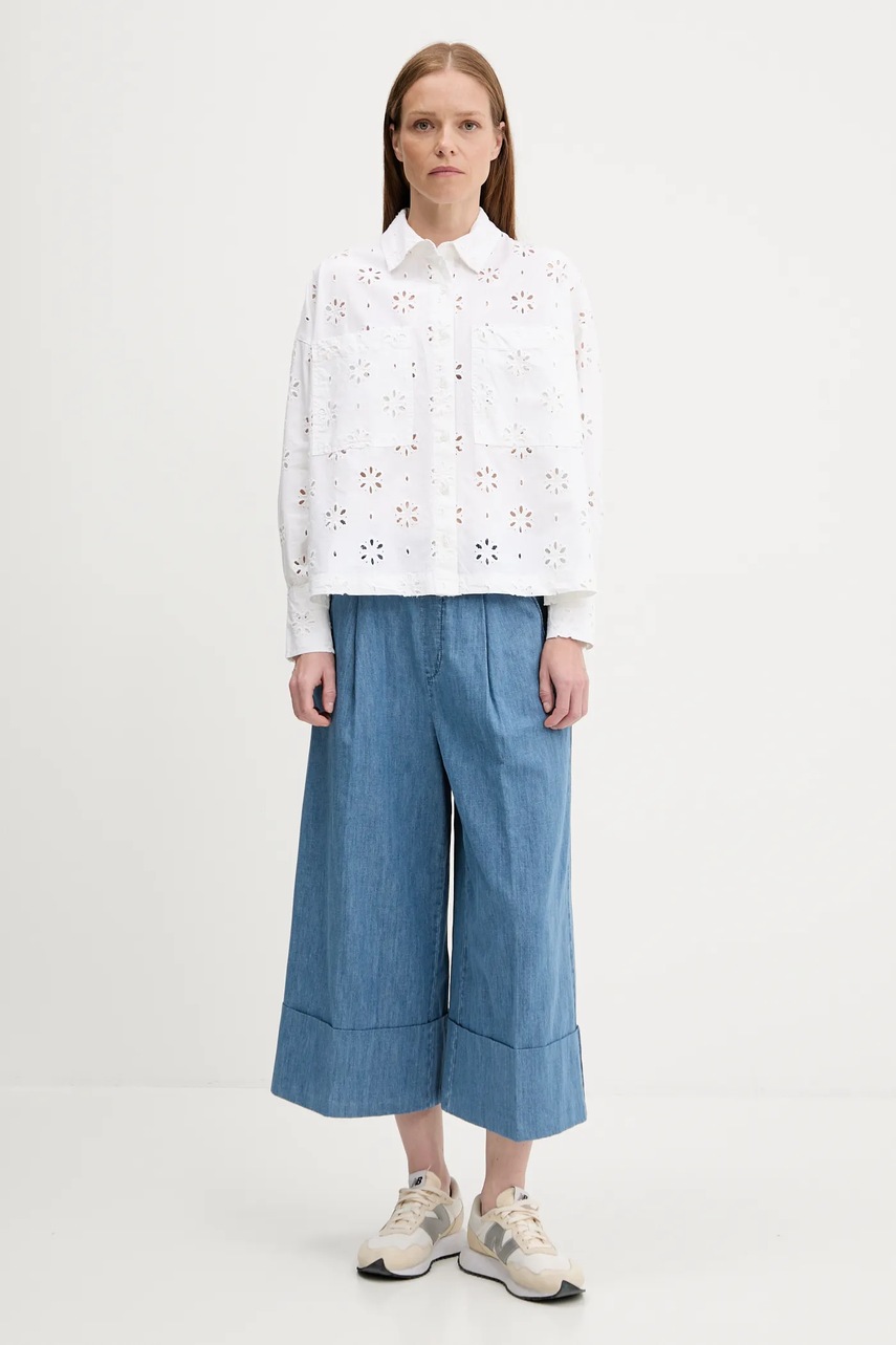 Хлопковая рубашка Barbour MELISSA цвет бежевый relaxed классический воротник LSH1676