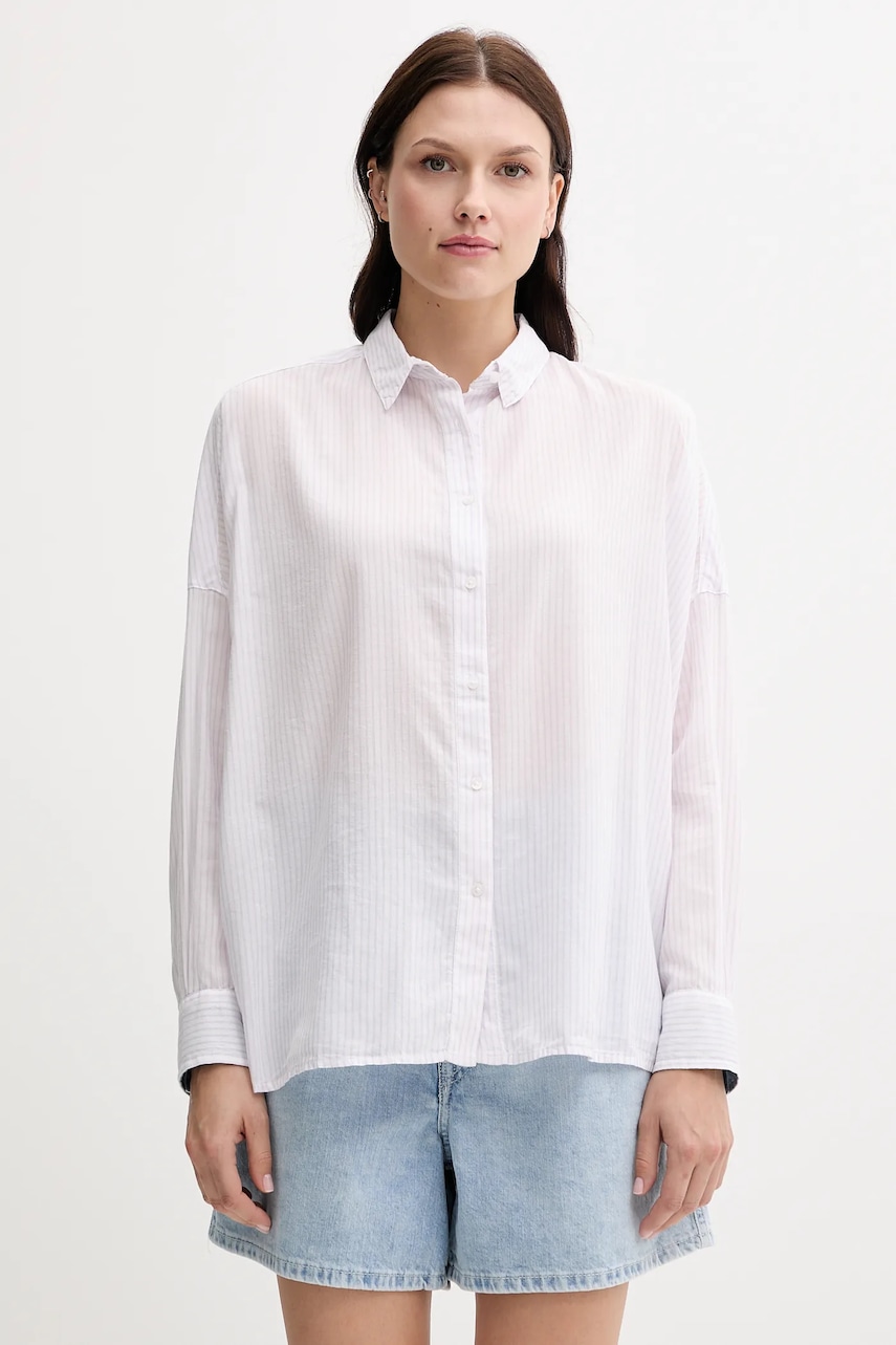 Pepe Jeans cămașă culoarea roz, cu guler clasic, relaxed, PL305100