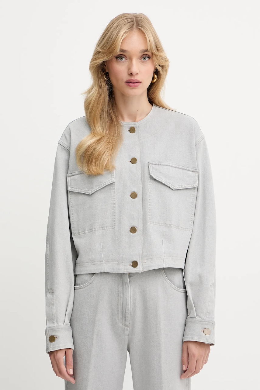Forte Forte geacă jeans culoarea gri, de tranzitie, oversize, 14029.my.shirt