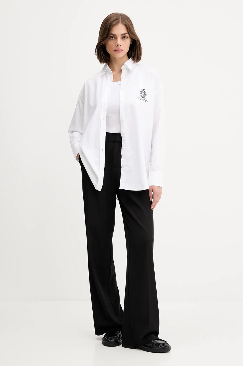 Хлопковая рубашка Guess Jeans цвет белый relaxed классический воротник W5YH98 WHFK1