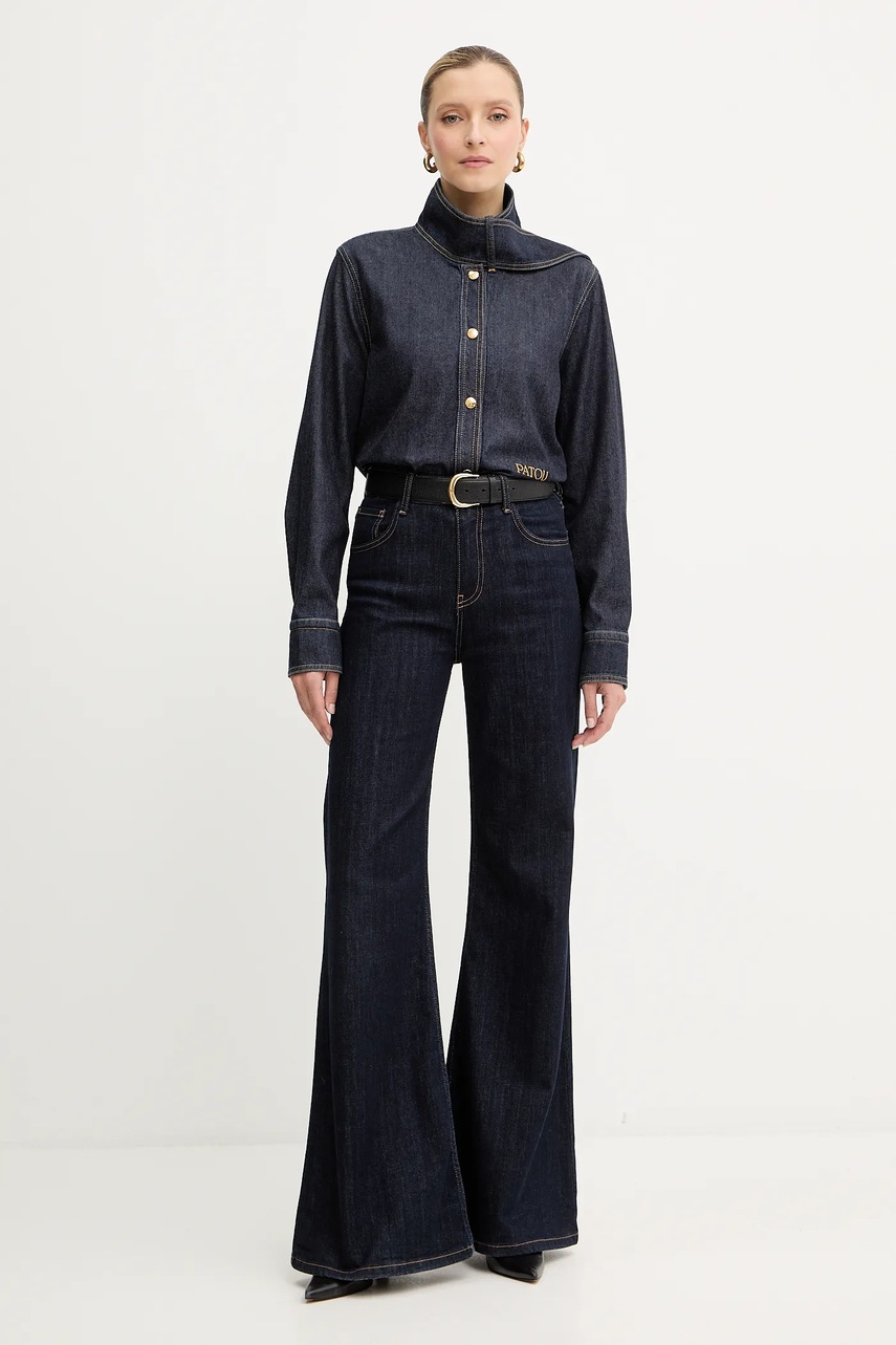 Джинсовая рубашка Patou цвет синий regular классический воротник BL0450224