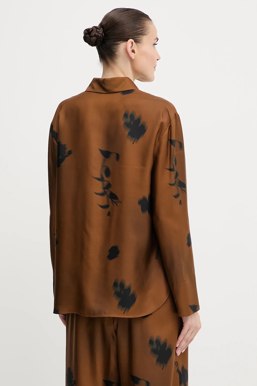 Шелковая рубашка MM ERACLEA цвет коричневый regular классический воротник 2526116057600