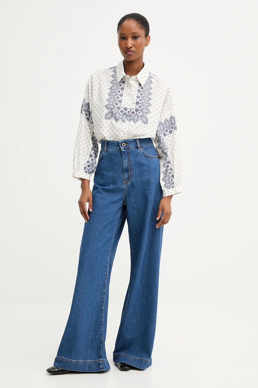 Хлопковая рубашка Weekend Max Mara ADDA цвет бежевый relaxed классический воротник 2525116021600