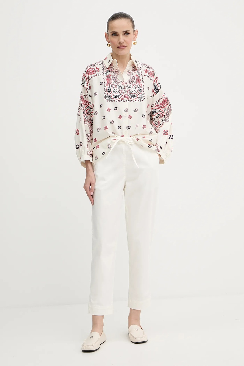 Хлопковая рубашка Weekend Max Mara ADDA цвет бежевый relaxed классический воротник 2525116021600