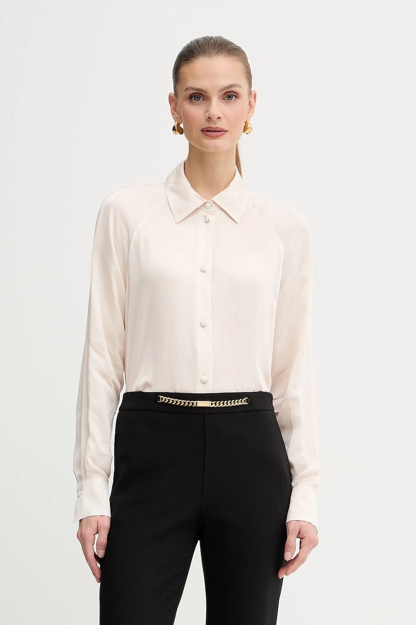 Levně Košile Armani Exchange dámská, béžová barva, relaxed, s klasickým límcem, XW000666 AF16121