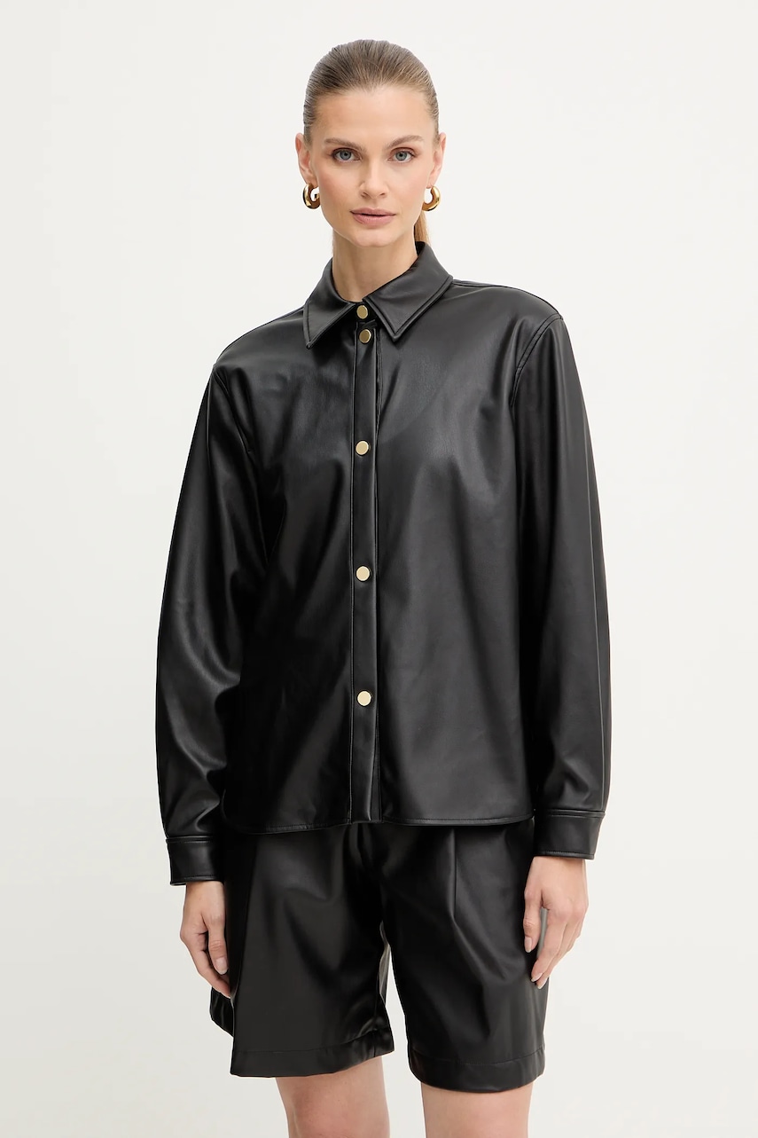 Levně Košile Armani Exchange dámská, černá barva, regular, s klasickým límcem, XW001253 AF16106