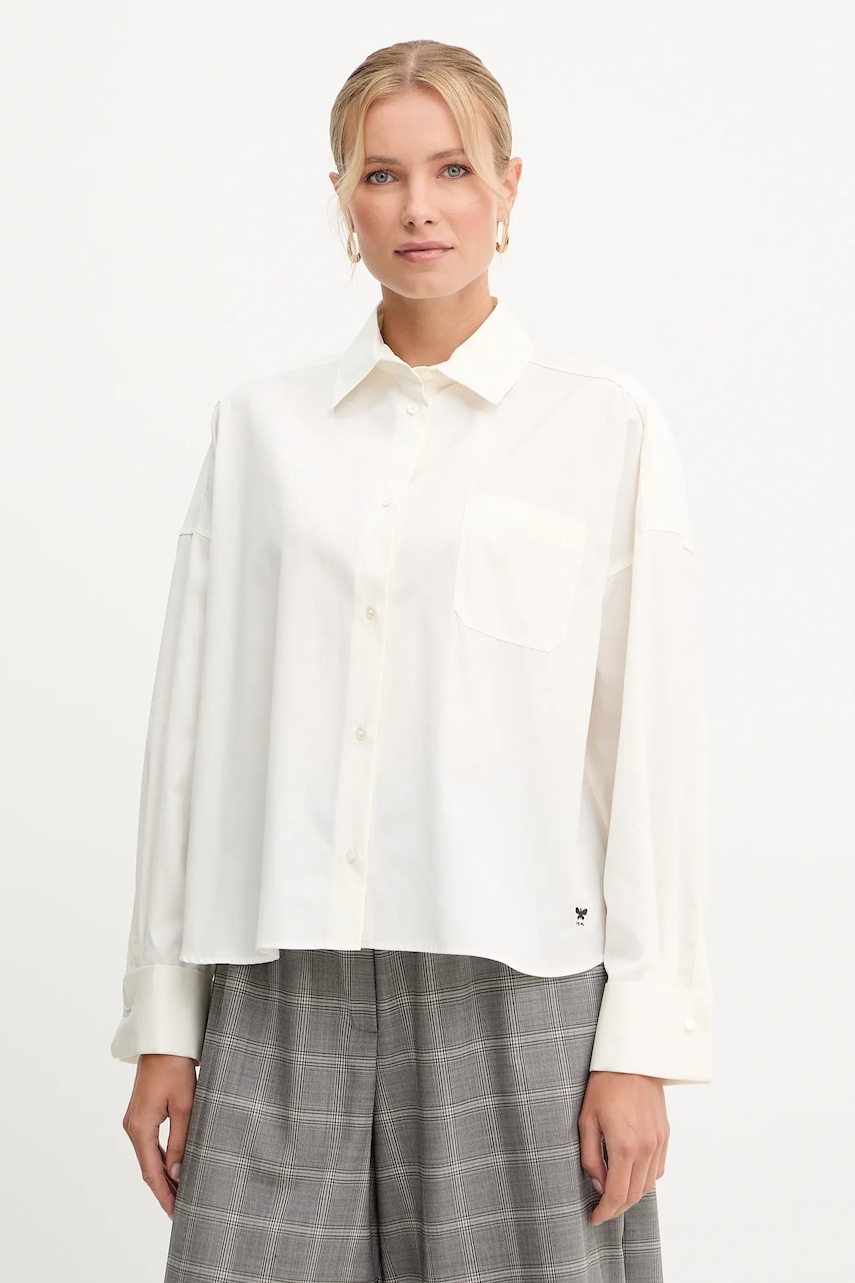 Weekend Max Mara cămașă din bumbac ARTURO culoarea alb, cu guler clasic, relaxed, 2525116042600
