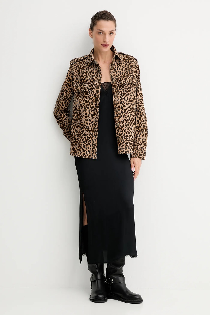 Джинсовая куртка ZADIG&VOLTAIRE цвет коричневый демисезонная WWSH02260