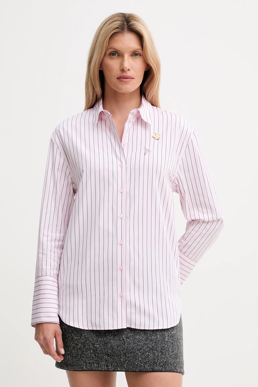 Kenzo cămașă din bumbac culoarea roz, cu guler clasic, relaxed, FF62CH2549LU