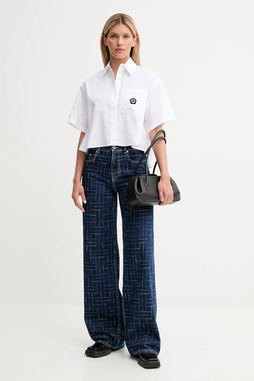 Хлопковая рубашка Kenzo цвет белый relaxed классический воротник FF62CH2469LH Хлопковая рубашка Kenzo цвет белый relaxed классический воротник FF62CH2469LH