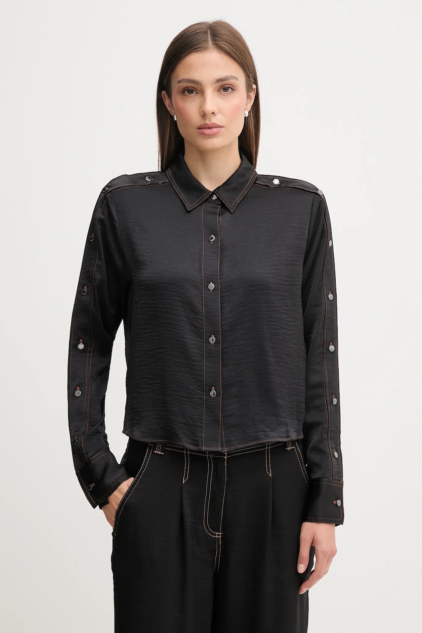 Dkny cămașă culoarea negru, cu guler clasic, relaxed, P5EM7B93