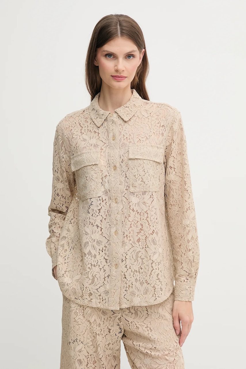 Dkny cămașă culoarea gri, cu guler clasic, regular, DJ5W2132