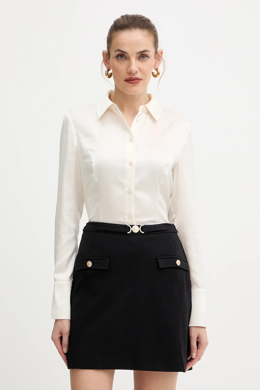 Levně Košile Guess FERNANDA dámská, béžová barva, regular, s klasickým límcem, W5BH83 WF1T2