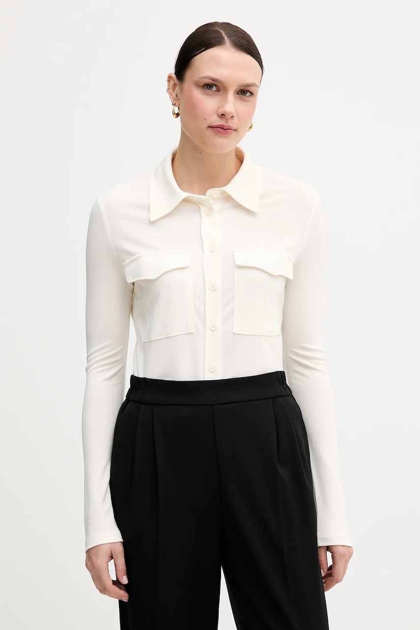 Sisley cămașă culoarea bej, cu guler clasic, regular, 54HXLQ09M